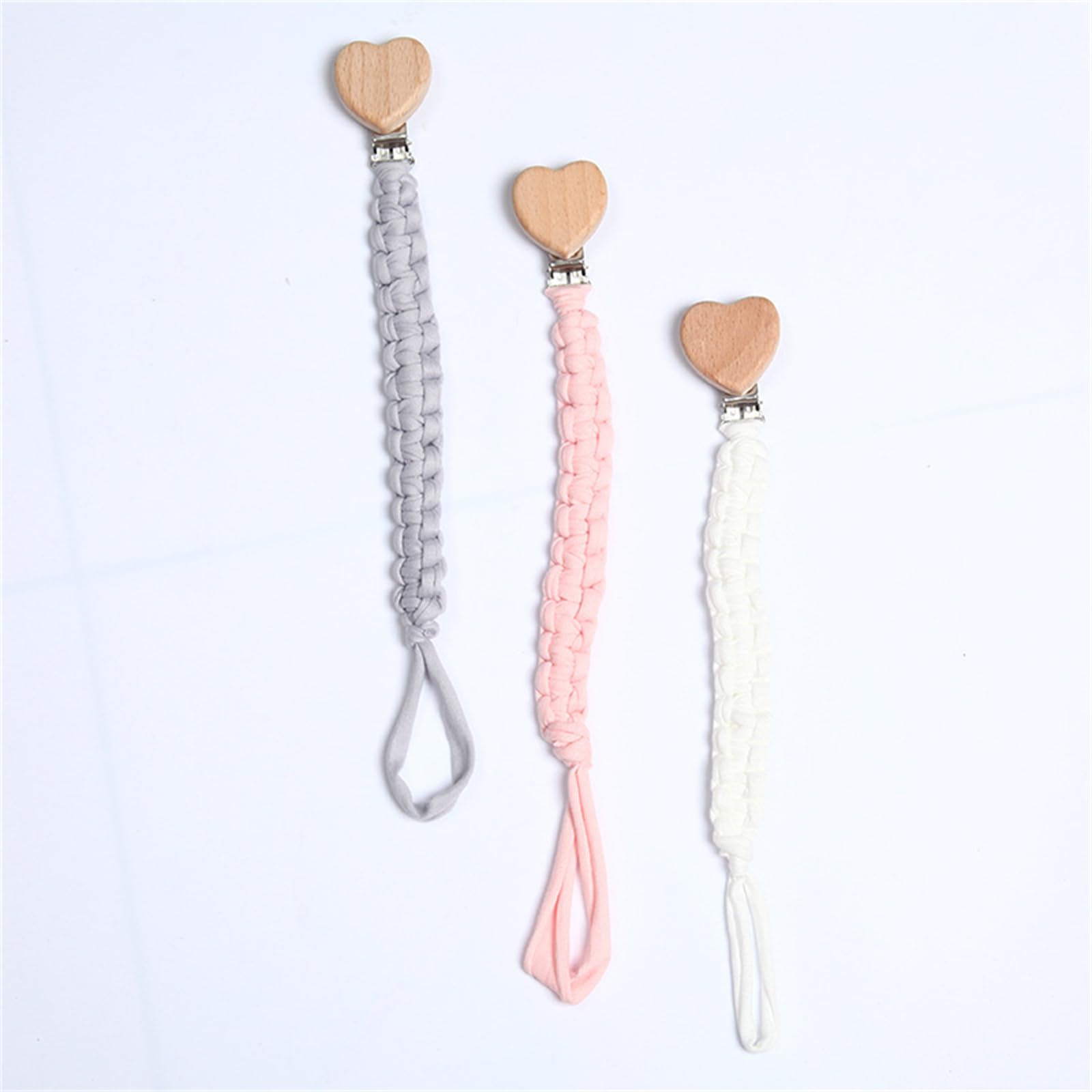 3 cadenas para chupete para bebé, unisex, con clip de plástico, cinta para chupete, tela para babero, pañuelo triangular, tetina, chupete