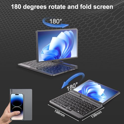 Image of Mini Laptop PC All Metal 8-Inch Touchscreen Gaming Notebook Computer 12th Gen CPU Alder Lake-N N100 Windows 11 12G RAM /1TB SSD with Webcam