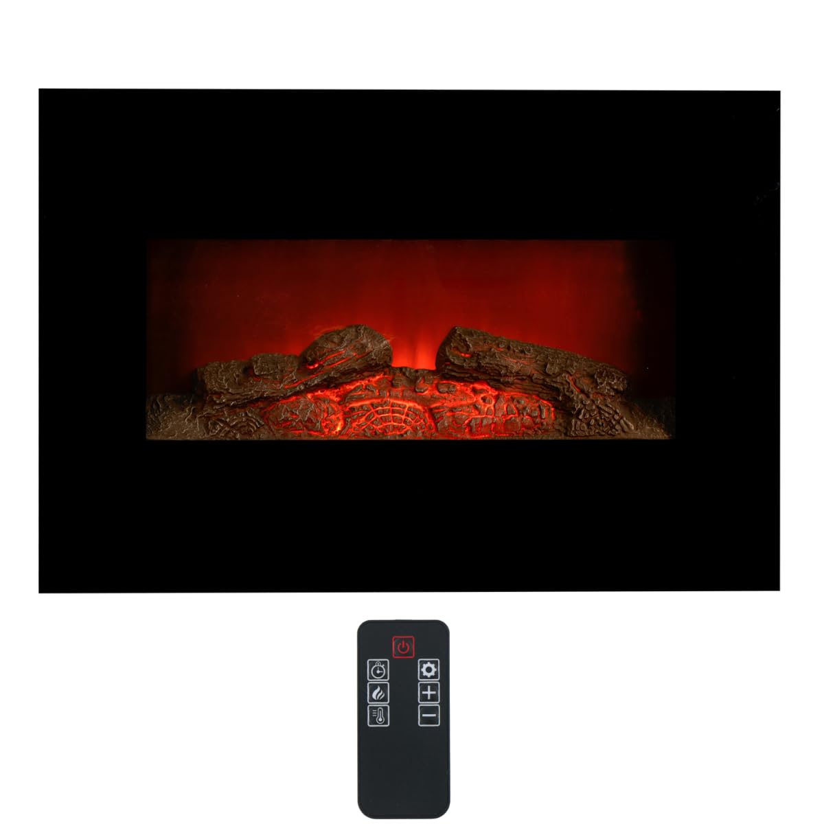Cheminée Électrique Memphis – Cheminée Décorative Murale 1800W avec Chauffage et Effet Flamme LED – Poêle Électrique avec Télécommande, Minuterie et Protection Surchauffe – Noir