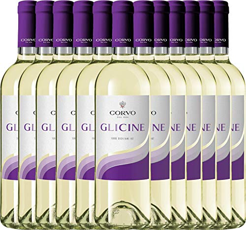 VINELLO 12er Weinpaket Weißwein - Glicine Bianco Terre Siciliane 2021 - DDS mit einem VINELLO.weinausgießer | 12 x 0,75 Liter Cover