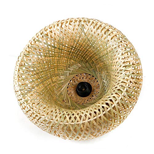 CNCEST Chandelier Lamp, Rustic Hanging Ceiling Lamp Bamboo Wicker Rattan Shade Pendant Light Fixture for Bedroom Living Room Study Room Restaurant US - Image 4