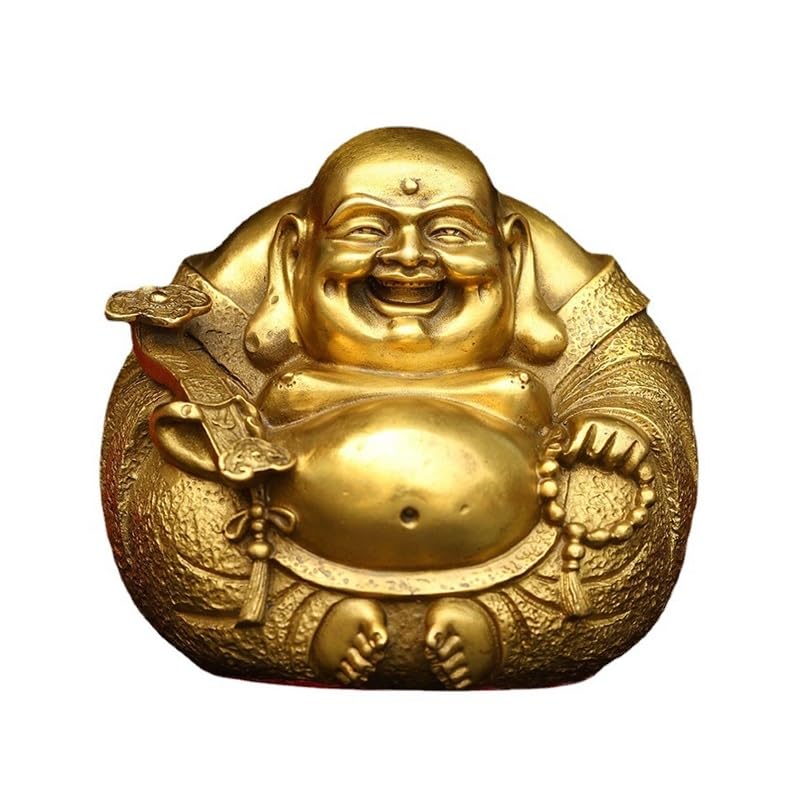 Posąg Buddy do wnętrz Rzemiosło Ozdoby Mosiądz Uśmiechnięty Budda Maitreya Budda Bodhisattwa Dekoracja Domu Statua Medytująca Statua Buddy Rzeźba (M)