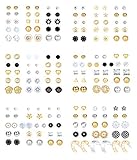 Magitaco 92 Pairs Small Stud Earrings Set for Women Men Simple Triangle Circle Ball Earrings Stud Bl
