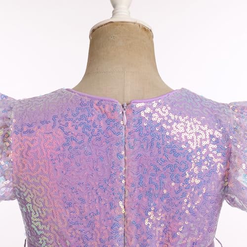 IBAKOM Girl Sparkly Sequin Dress Glitter Birthday Tea Party Flower Girl Wedding Outfit Teen Formal Pageant Fancy Swing Dress4