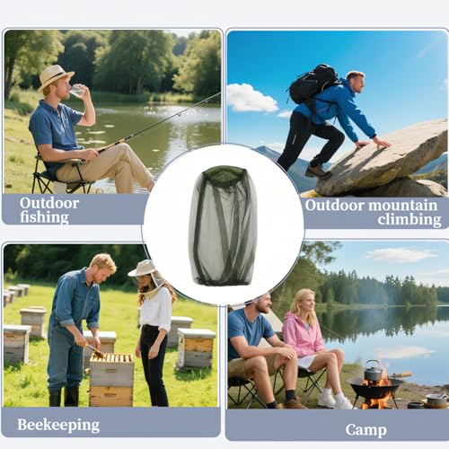 Red para Cabeza contra Mosquitos para Sombrero - Extra Grande y Malla Fina (620 agujeros por pulgada) - Cubierta Facial Anti-insectos para Camping, Senderismo, Pesca - Protección Ligera Reutilizable Verde Ejército miniatura 6