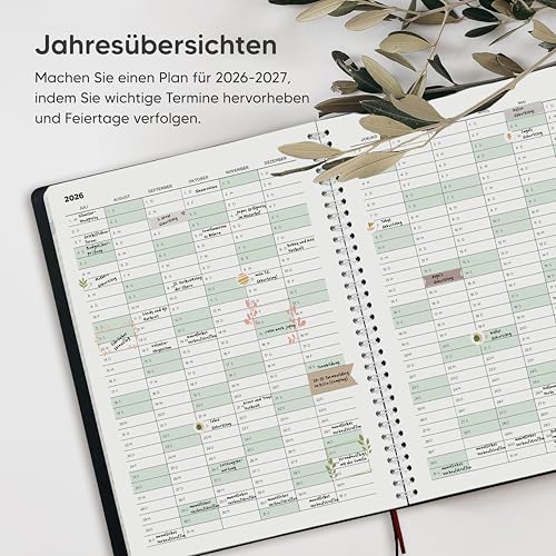 Terminplaner 2026 2027 von Smart Panda - Lehrerkalender & Schulplaner, Wochenplaner mit 30 Minuten Taktung – Akademischer Kalender Juli 2026 bis August 2027 - Softcover A4, auf Deutsch
