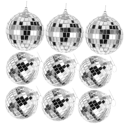 Didiseaon Light up Disco Balls 9pcs Mirror Decorative Balls for Christmas Tree Wedding Disco