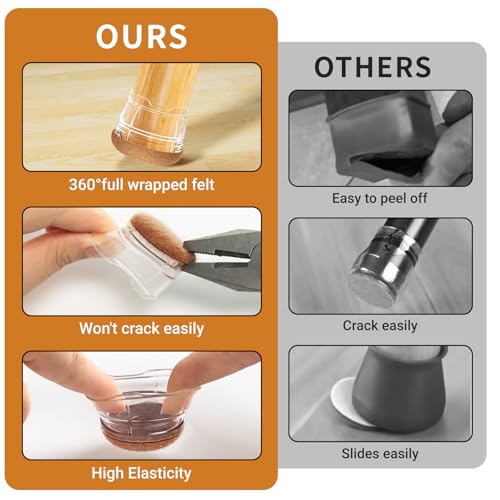 yomanta Chair Leg Floor Protectors 24PCS,Silicone Felt Furniture Leg Cover,Furniture Feet Protectors Pads,Protect Floors from Scratches,Reduce Noise -Round - Image 3