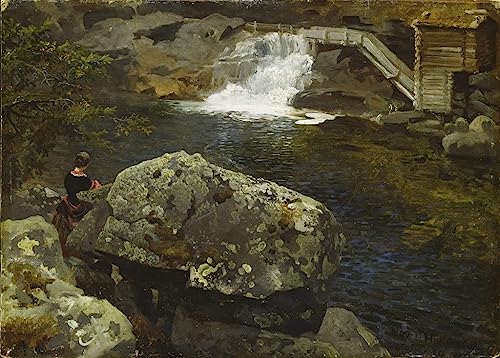 Cuadro en lienzo de Hans Gude (60x90cm), arte clásico ideal para inspirar tu oficina o salón.