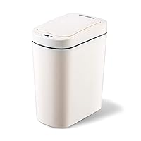 Vista 1 de Cesta de basura de 1.8 galones, impermeable, pequeño cubo de basura de plástico estrecho para baño, bote de basura sin contacto, funciona con 2