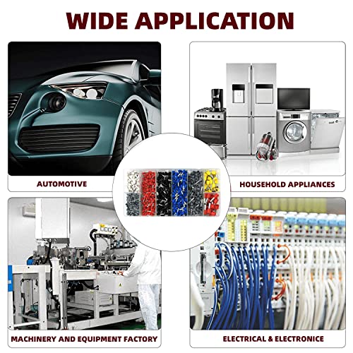 Image of DIANZHU 1250Pieces Wire Ferrules kit, Wire Terminal Ferrules Crimp Connector, Insulated Cord Pin End Terminal Great Assortment Ferrules Kit with Portable Box