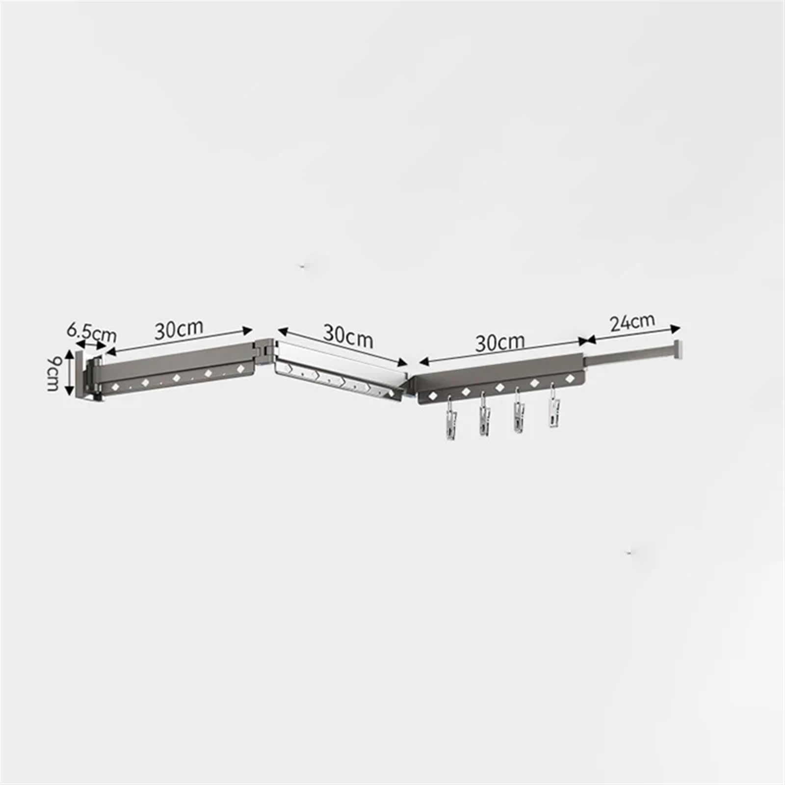Stendibiancheria a Scomparsa a Parete Stendibiancheria for montaggio a parete pieghevole for carichi pesanti a scomparsa Appendiabiti rotante(2 Rod White)
