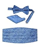 Gioberti Kids/Boys' Adjustable Paisley Cummerbund Set With Formal Bow Tie and Pocket Square, Royal Blue