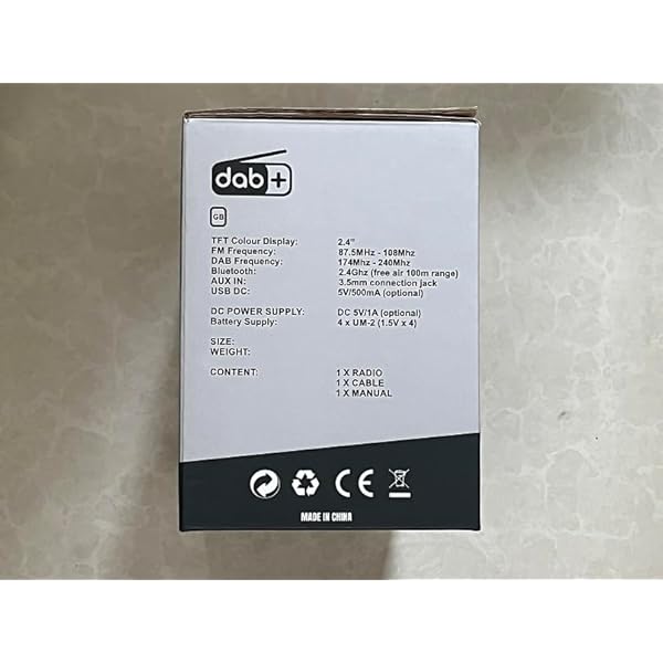 ALANO FM/DAB Radio/Bluetooth/AUX IN radio dab portatile in legno con display a colori 2.4 TFT e doppia modalità sveglia, radio dab con design retrò per giardino e cucina (marrone chiaro)