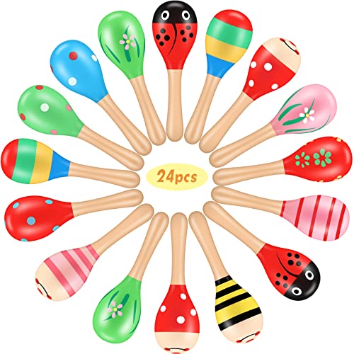 24 Pieces Mini Maracas Toys Mini Wood Festival Maracas Party Favors Colorful Maracas Mini Mexican Maracas Shakers Noisemakers For Cinco De Mayo Fiesta Mexican Themed Birthday Gift Party Favors #TOP20