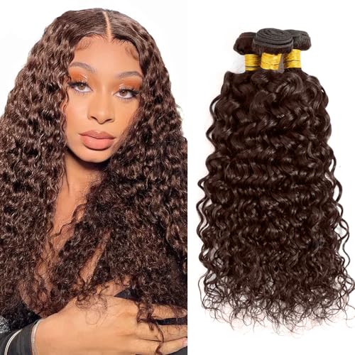Brown Bundle Water Wave Human Hair Bundles Color 4 18