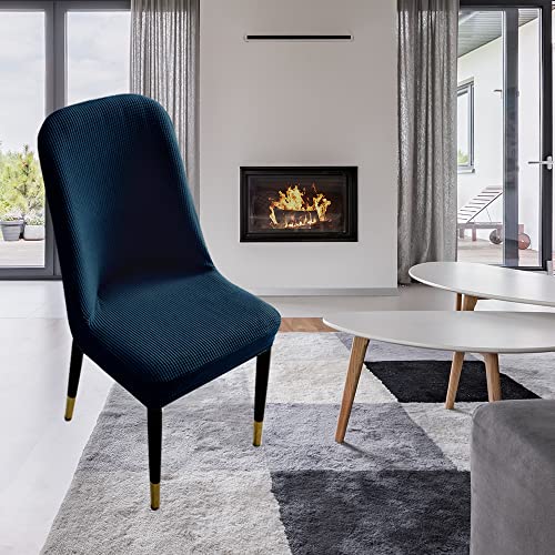 Xmntg Set Of 6 Jacquard Dining Chair Slipcovers Modern Curved Back Accent Chair Slipcovers Washable Bar Stool Cover Furniture Protector For Living Room Decor Kitchen Hotel (Navy, 6Pcs) #TOP1