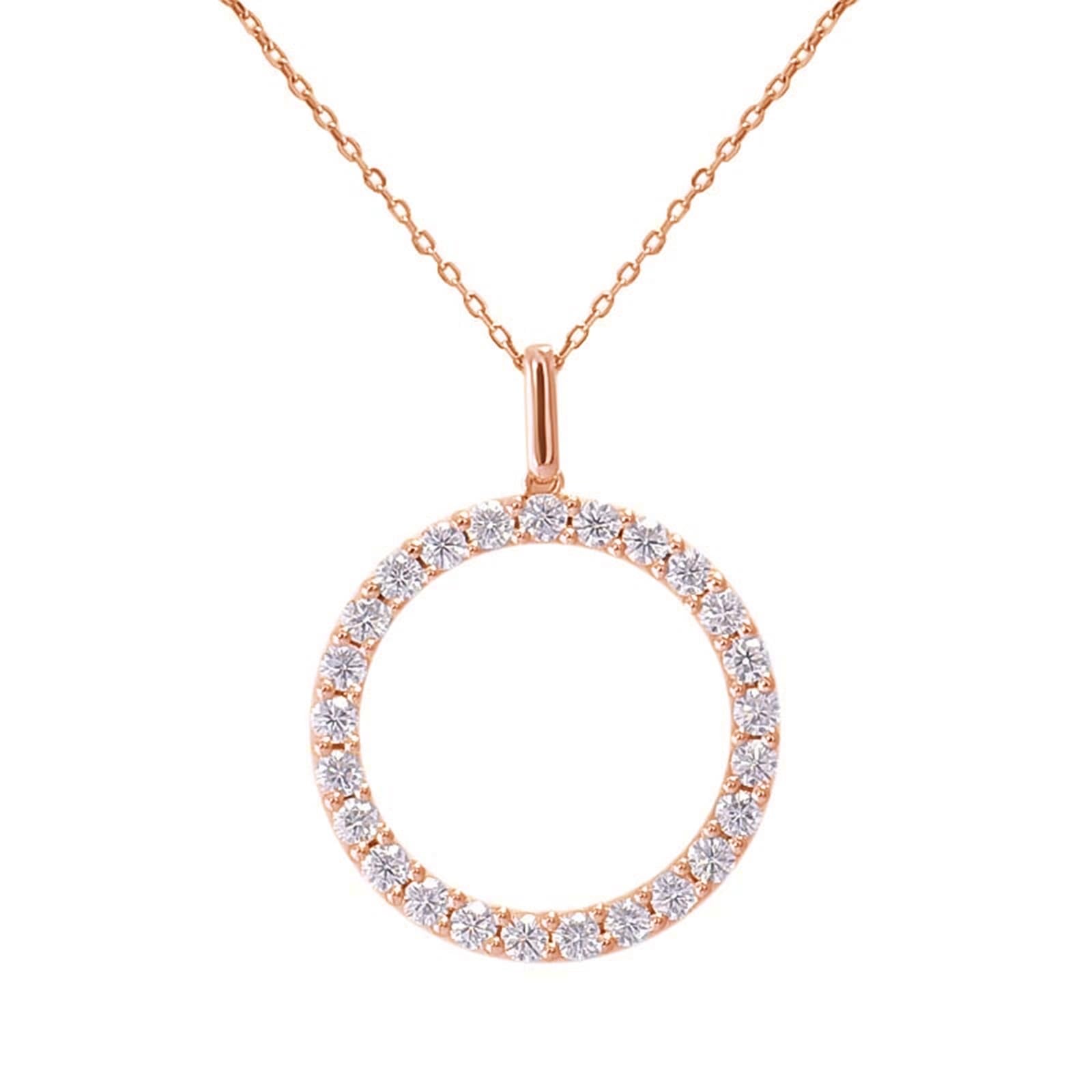 Epinki Collar Oro 9K/14K/18K para Mujer, Moissanita Circulo Collar Colgante Joyería Cadena 45 CM