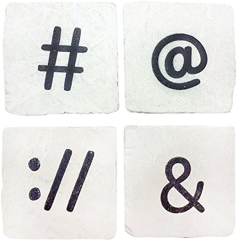 Punctuation: Set of 4 Hand-Stamped Tile Coasters (Black)