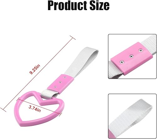 Miniatura 2 de Fekey&JF 2 anillos Tsurikawa en forma de corazón, correa de mano para parachoques trasero, asa de corazón Janpanese para SUV, metro, autobús,