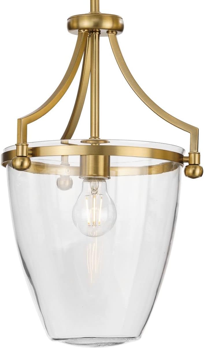 Parkhurst Collection 11-1/2 in. 1-Light Brushed Bronze Mini-Pendant Clear Glass