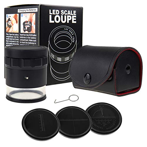 Vergrößerungs- Juwelier Augen Lupe mit dreifacher Linse. Faltbare Vergrößerung mit UV-Licht für Edelsteine, Schmuck, Münzen, Briefmarken usw. (4 Skala)
