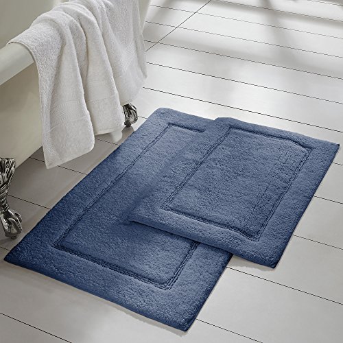 Image of Modern Threads 2-Pack Solid Loop with Non-Slip Backing Bath Mat Set (17-inch by 24-inch /21-inch by 34-inch), Denim