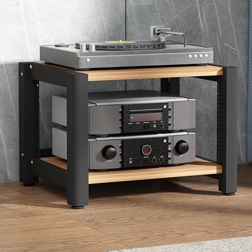 Audio Rack Hifi Regal,2/3/4/5-stufiges Stereo-Rack,TV Hifi Rack Audio Schrank,Plattenspieler Tisch,Medienschrank,Schallplatten Phonoschrank Blu Ray Regal,für Audio Equipment dac Amplifier(Light Walnut