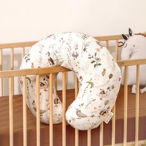 Image of GRSSDER Nursing Pillow Cover Stretchy Minky Removable Nursing Covers for Breastfeeding Pillows, Ultra Soft Comfortable Slipcover for Boy and Girls, Cute Duck Pattern