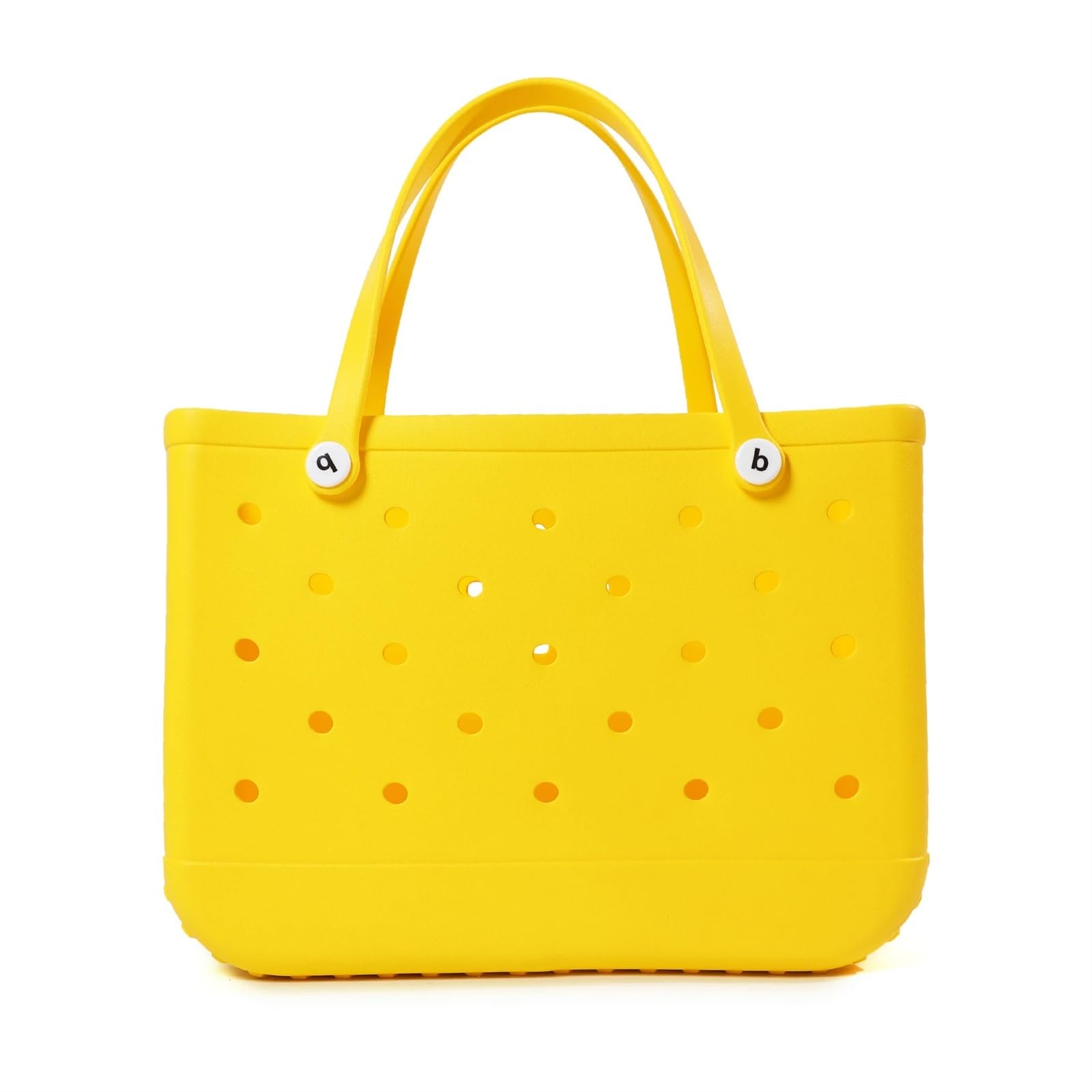 Générique Sac Extra Large D'été En EVA,Plage,Panier Femme Fourre-tout Pique-nique Trous Main Étanche,Pochette De Shopping Bandoulière(Yellow,47 33 22)
