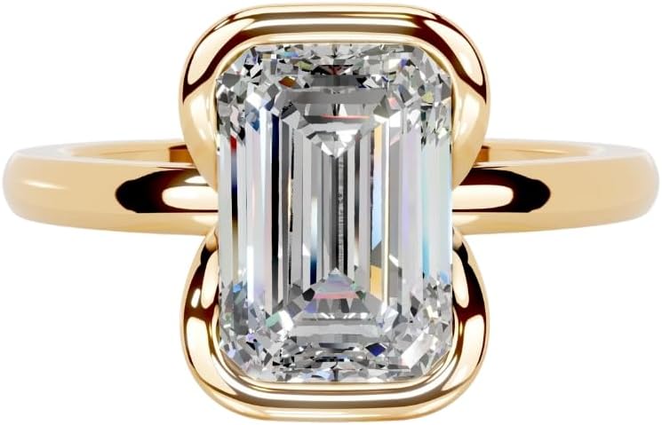 1-6 CT Moissanite Engagement Ring Colorless VVS1 10K 14K 18K Solid Gold & 925 Sterling Silver Half Bezel Set Engagement Ring Christmas Gift For Women