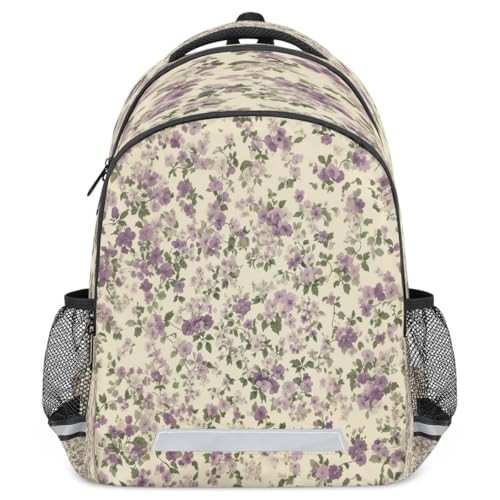 Sac à dos vintage floral 20L mixte pour l'école et les sorties de toute la famille
