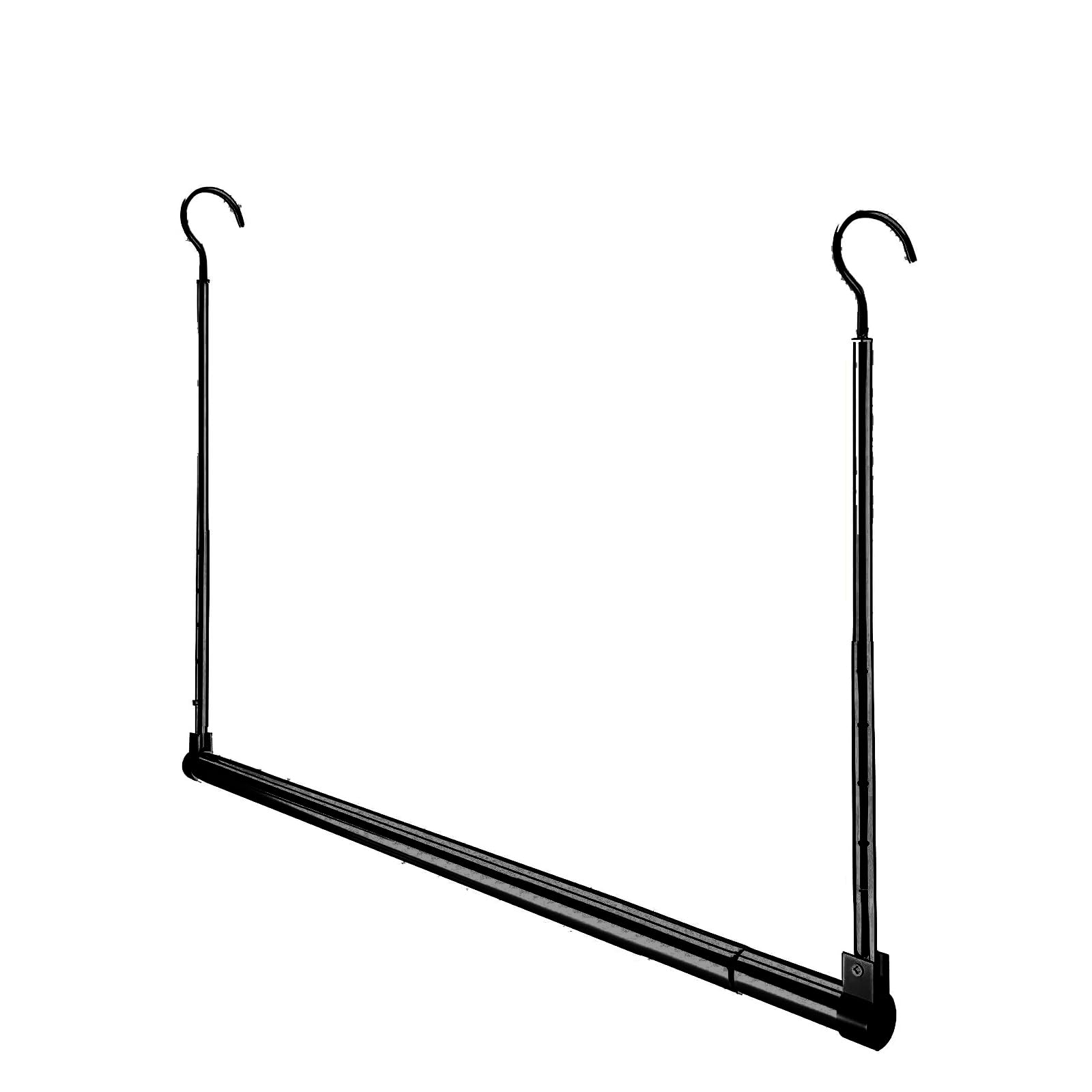Adjustable Hanging Closet Rod, Extender Hanging Rod, Closet Hanging Organizer, Heavy Duty Closet Bar, Hanging Rod (Black, 1 Pack)