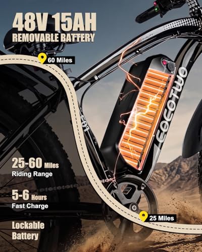 Image of Electric Bike for Adults, 1500W Peak E Bikes, 28+MPH, 26 inch Fat Tire Ebikes | 48V 15Ah|20Ah Electric Mountain Bike, 60|70+ Miles Electric Bicycle,7 Speed