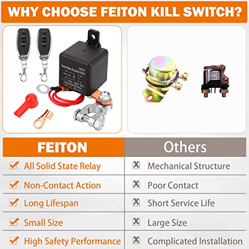 Remote Battery Disconnect Switch Upgraded Kill Switch For Car Truck Dc12V 200A Wireless Remote Control Anti-Theft Prevent Battery Drain Battery Switch Isolator (Black Negative Wire At The Bottom) #TOP4