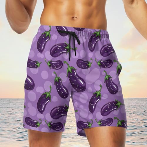 Fruit Vegetable Mens Swim Trunks - Vegan Chef Hawaiian Mens Swim Short Beach Shorts TU-SH-923