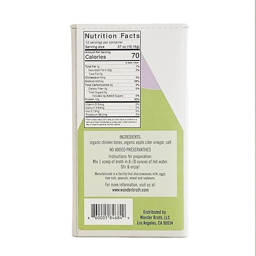 Miniatura 2 de Caldo de hueso de pollo orgánico liofilizado, recipiente a granel de 12 porciones, 0.51 onzas de proteína, apto para dieta paleo y cetogénica