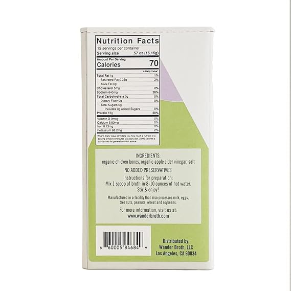 Freeze-Dried Organic Chicken Bone Broth, 12 Serving Bulk Container, 15g Protein, Paleo & Keto Friendly