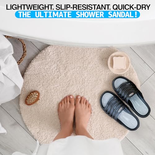 Vertico - Shower Sandals | Slide-On and Comfortable Pool-Side Shoes - Black & Grey4