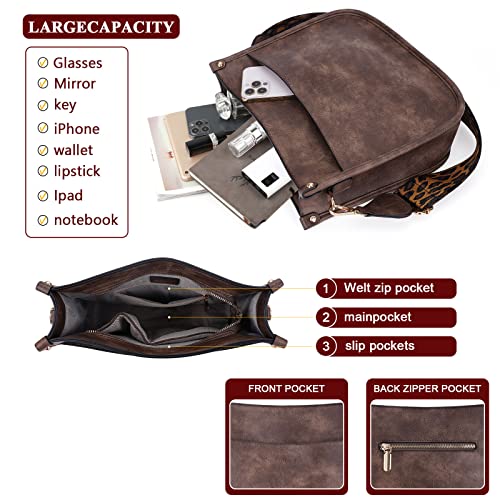 Image of HKCLUF Crossbody Bag Purse for Women 2PCS /Set Leather Hobo Handbag Wallet Set With 2Adjustable Guitar Strap Shoulder Bag | Purse