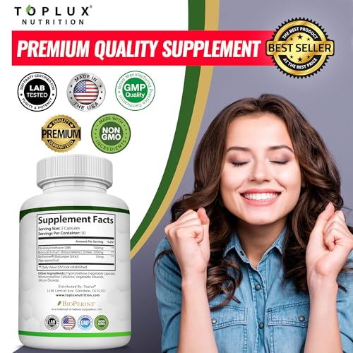 Image of Toplux DIM Supplement 910mg - Diindolylmethane to Support Estrogen Metabolism & Hormone Balance for Men & Women, Vegan Non-GMO 60 Capsules