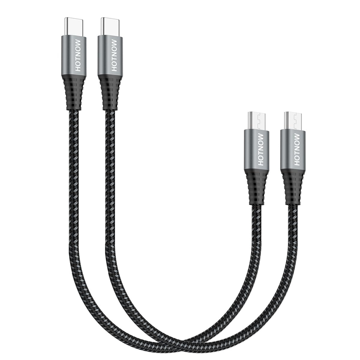 HOTNOW USB C auf Micro USB OTG Kabel 30cm 2 Stück, kurze 0.3m geflochtene USB-C auf Micro USB Ladekabel Unterstützung Ladestation Datenübertragung