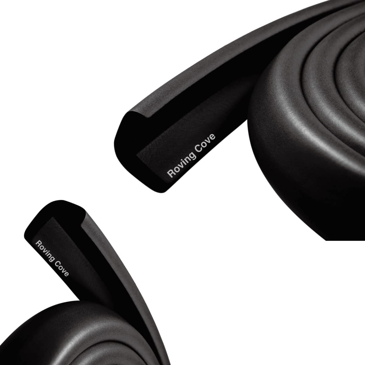 Roving Cove Edge Protector for Baby, 9 Feet Only (NOT incl. Corner Protectors), Onyx Black (3M Tapes Incl.), Heavy Duty: Shore A 20-N Density / 0.4-inch Thick