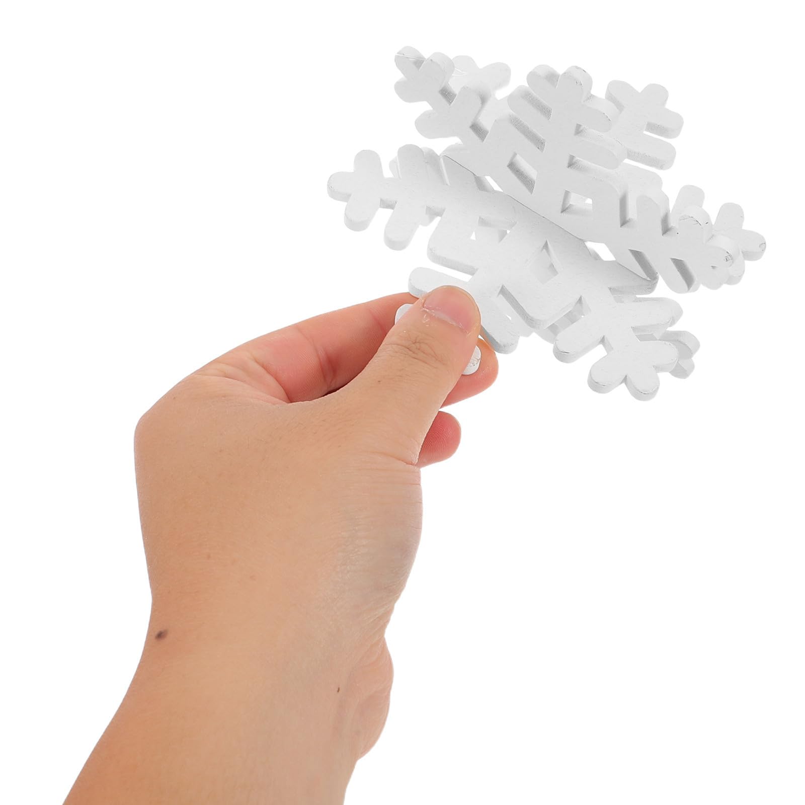 Toyvian 32 Pezzi Decorazione Natalizia Fiocco di Neve 3d in Legno Bianco