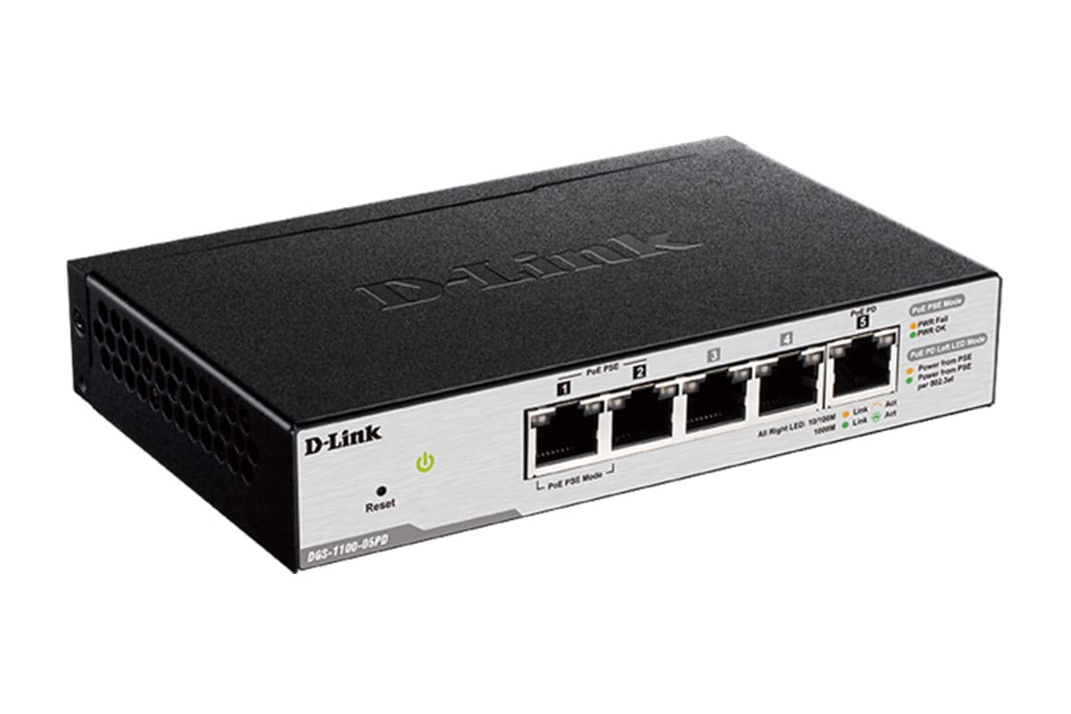 D-Link 5-Port Gigabit PoE Smart Managed Switch 10/100/1000 Mbit/s, ohne externen Stromanschluss