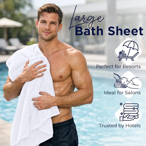 Image of DAN River 2 Pack Bath Sheets Extra Large 35x70, Large Bath Towels for Adults, XL Oversized Heavy Duty Towel Set, 600 GSM 100% Ring Spun Cotton, Soft Quick Dry, White