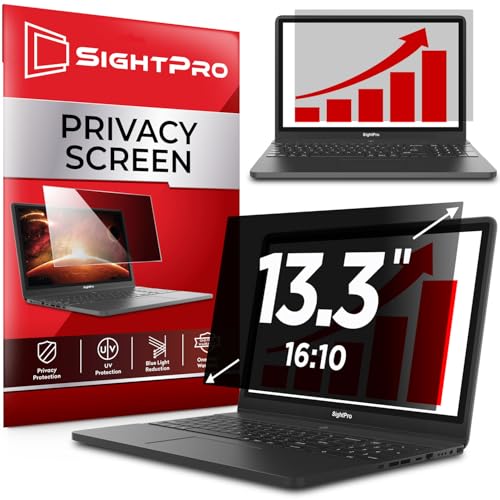 SightPro 13.3 Inch 16:10 Laptop Privacy Screen Filter - Computer Monitor Privacy Shield and Protector - High Clarity