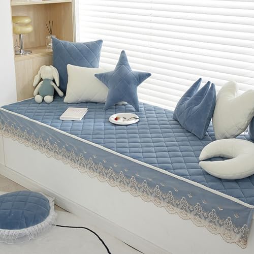 ����~�ߕt���o���N�b�V�����A����23cm�̑��Ӄ}�b�g�A���[�X�g�����A�Q���⃊�r���O���[���ɍœK�ȏ_�炩�����ɗD�����v���b�V���f��(Blue,80x240cm/31x94in)