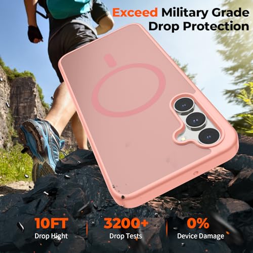 Image of SUPFINE Magnetic for Samsung Galaxy A16 5G Case with Screen Protector, (Built-in Magnets) (Military Grade Drop Protection) Slim Translucent Shockproof Phone Case,Light Pink