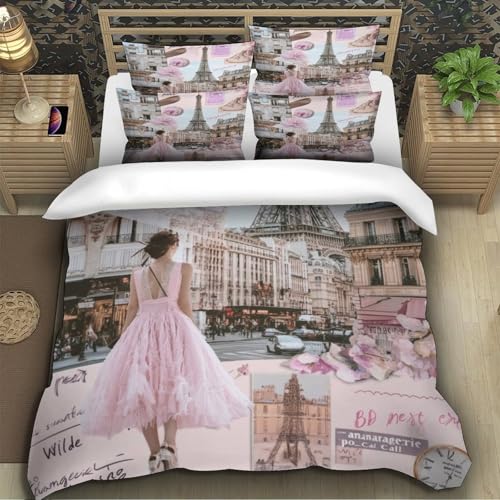 Housse de couette Paris 3D anti-décoloration en microfibre douce - 5